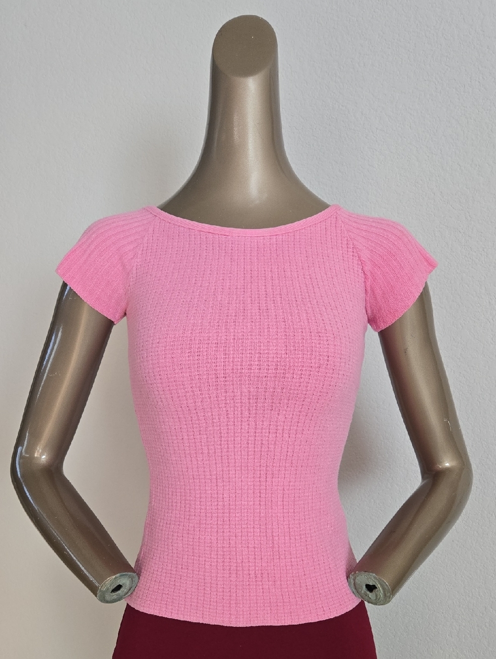 Soft Pink Short Sleeve Knit Top
